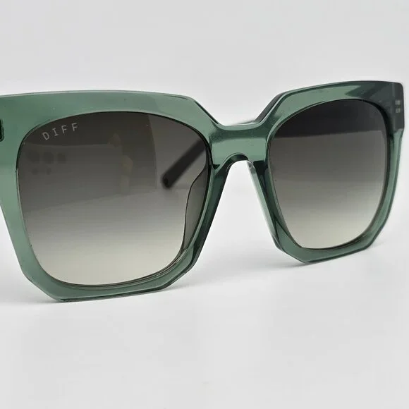 Diff Eyewear Ariana II Crystal Green Frame Green Gradient Lens Sunglasses w Case - Picture 10 of 16